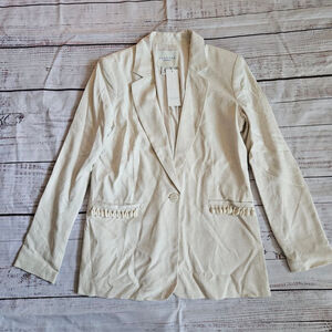 Calypso St. Barth Linen Blend Single Button Collared Blazer Shells Womens Small
